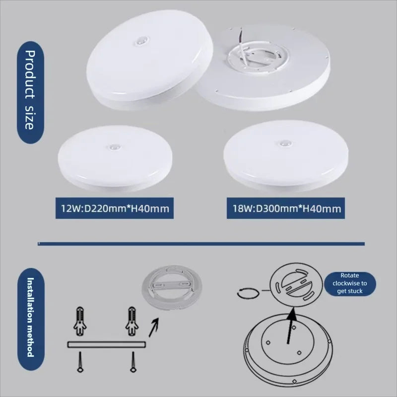 Motion Sensor LED Ceiling Light Human Infrared Sensing Light Home Garage Attic Front Door Corridor Staircase Warehouse Light GLOBGRIP®