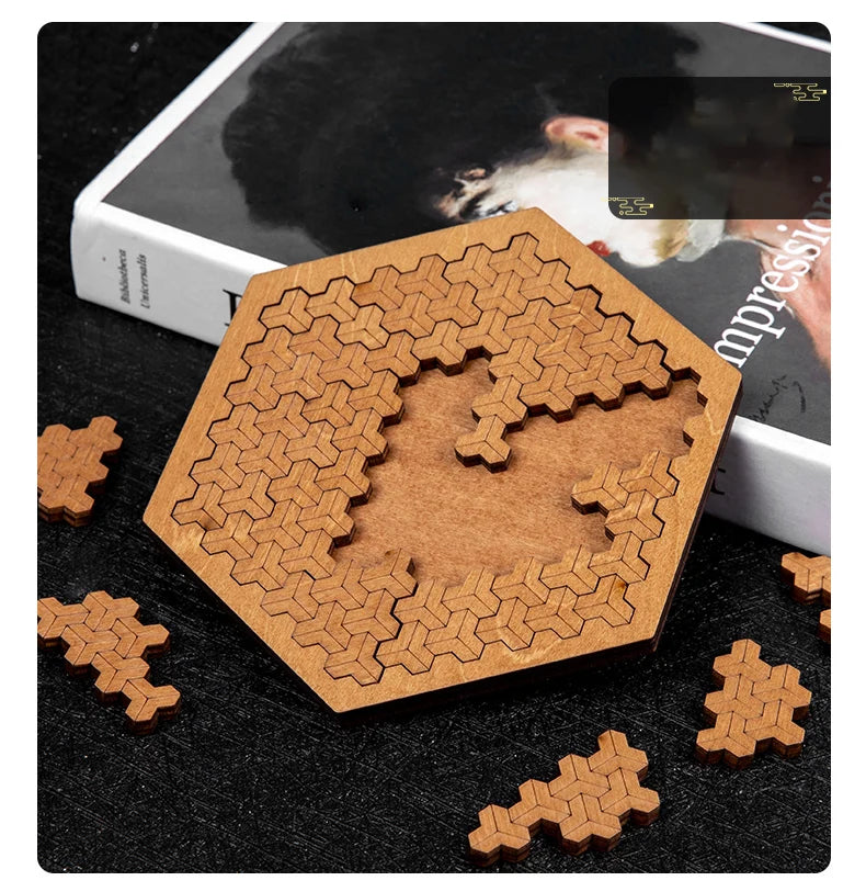 Impossible Wooden Puzzle IQ Puzzles for Adults Impossible JigSaw Puzzles Brain-teaser Ten Level Difficulty Tangram Board Games GLOBGRIP®