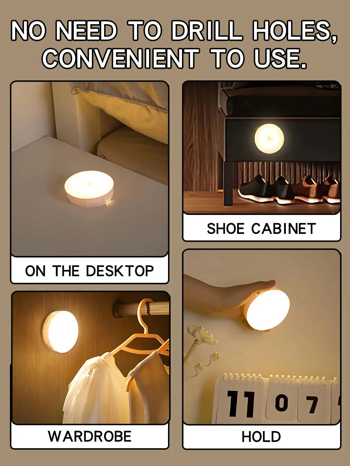 Smart LED night light with human body motion sensor wireless magnetic USB rechargeable





