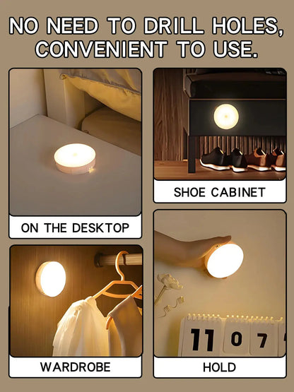 Smart LED night light with human body motion sensor wireless magnetic USB rechargeable





