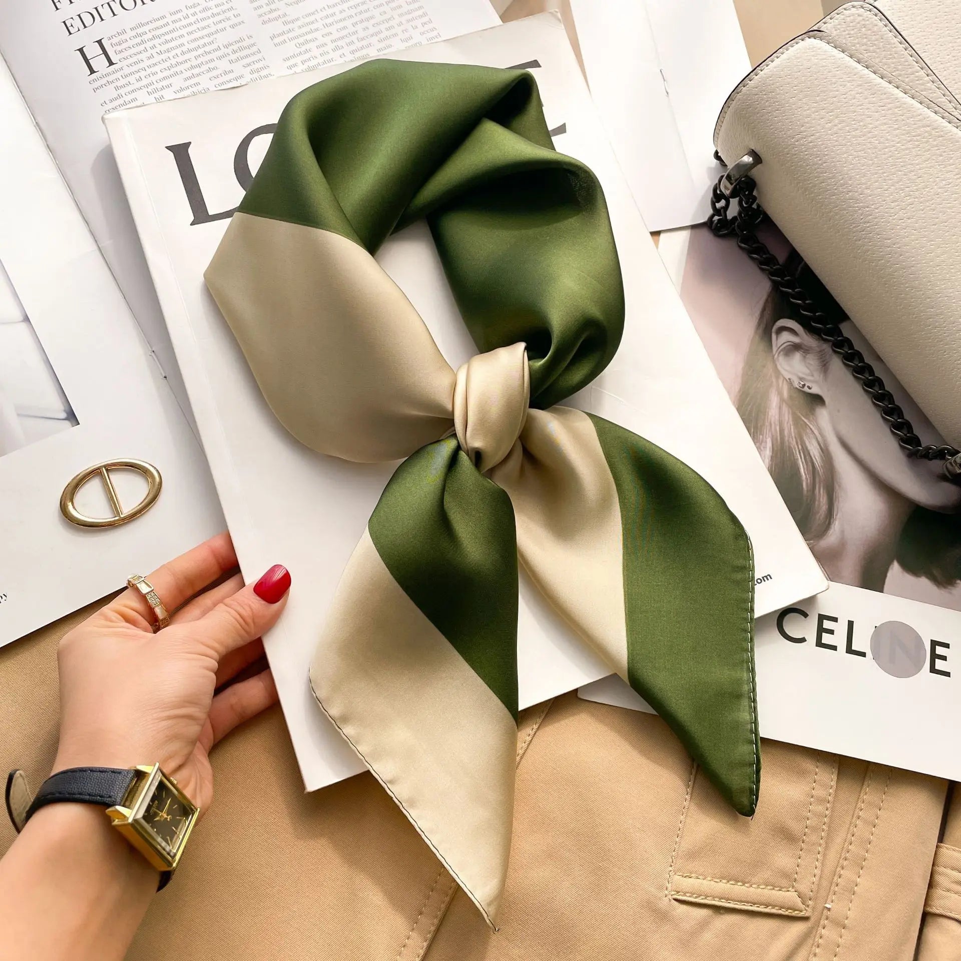 2024 New Fashion 70X70cmPrinted Women's Scarf Pashmina Silk Scarf Square Shawl Decorative Headband Neck Luxury Design Bandana GLOBGRIP®