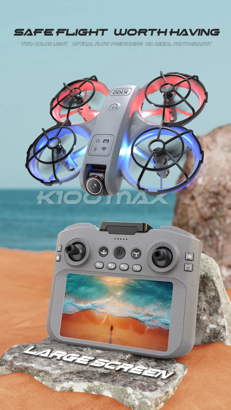 Xiaomi K100 MAX Mini Drone Professional 4K HD Dual Camera Fpv Screen Optical Flow Drone Toys Quadcopter Brushless Dron Toy Gift GLOBGRIP®
