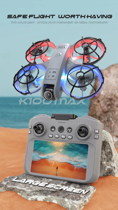 Xiaomi K100 MAX Mini Drone Professional 4K HD Dual Camera Fpv Screen Optical Flow Drone Toys Quadcopter Brushless Dron Toy Gift GLOBGRIP®