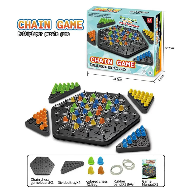 Chain Triangle Chess Game Triggle Rubber Band Game Educational Interactive Game Battle Set For Family Party Gift GLOBGRIP®