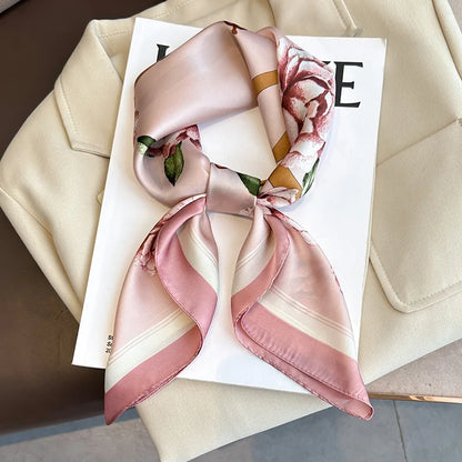 2024 New Fashion 70X70cmPrinted Women's Scarf Pashmina Silk Scarf Square Shawl Decorative Headband Neck Luxury Design Bandana GLOBGRIP®