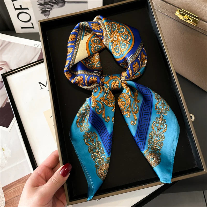 2024 New Fashion 70X70cmPrinted Women's Scarf Pashmina Silk Scarf Square Shawl Decorative Headband Neck Luxury Design Bandana GLOBGRIP®