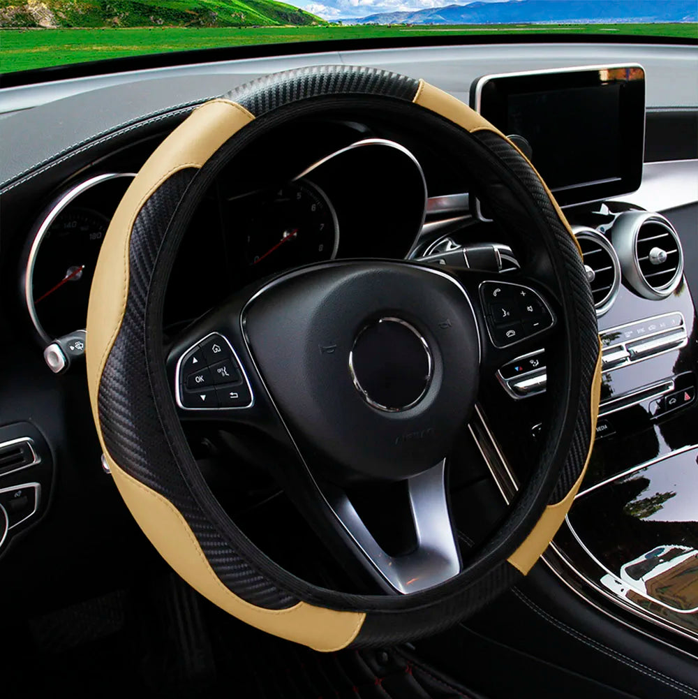 Carbon Fiber Leather Car Steering Wheel Cover GLOBGRIP®