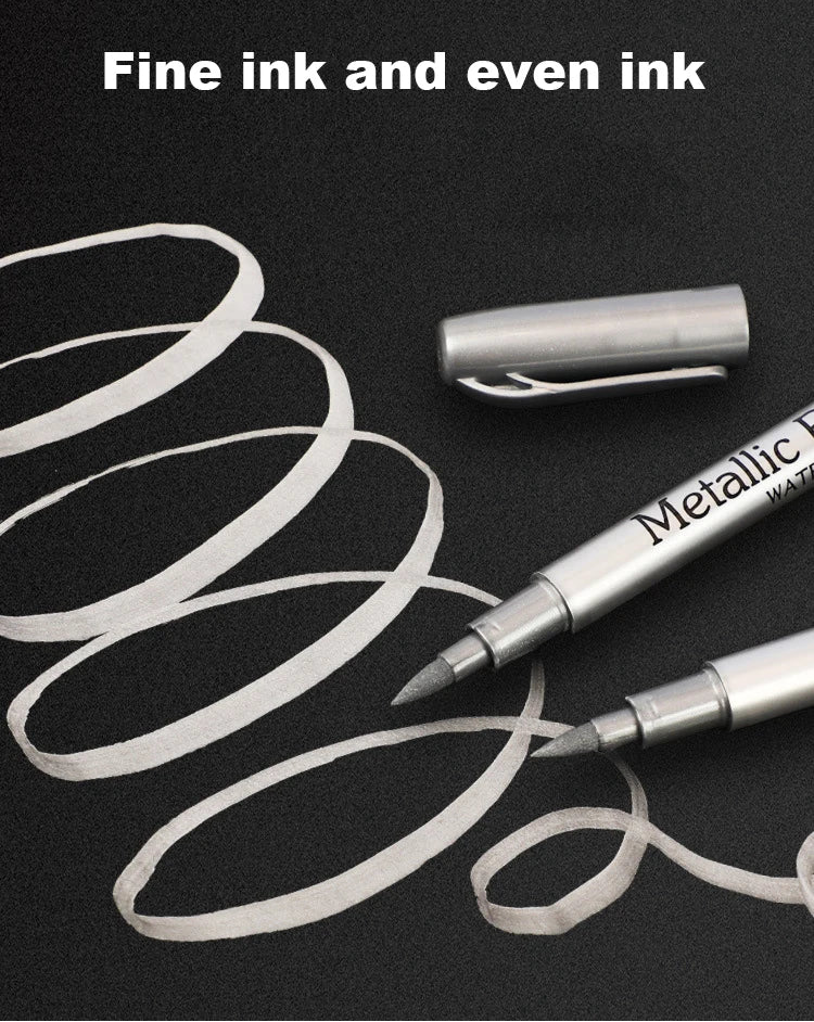 2/1Pc Brush Metallic Marker Pens Gold Silver Color Permanent Art Marker For Manga Crafts Scrapbooking School Stationery Supplies GLOBGRIP®