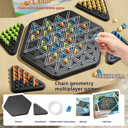 Chain Triangle Chess Game Triggle Rubber Band Game Educational Interactive Game Battle Set For Family Party Gift GLOBGRIP®