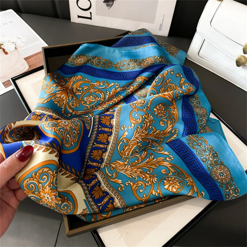 2024 New Fashion 70X70cmPrinted Women's Scarf Pashmina Silk Scarf Square Shawl Decorative Headband Neck Luxury Design Bandana GLOBGRIP®