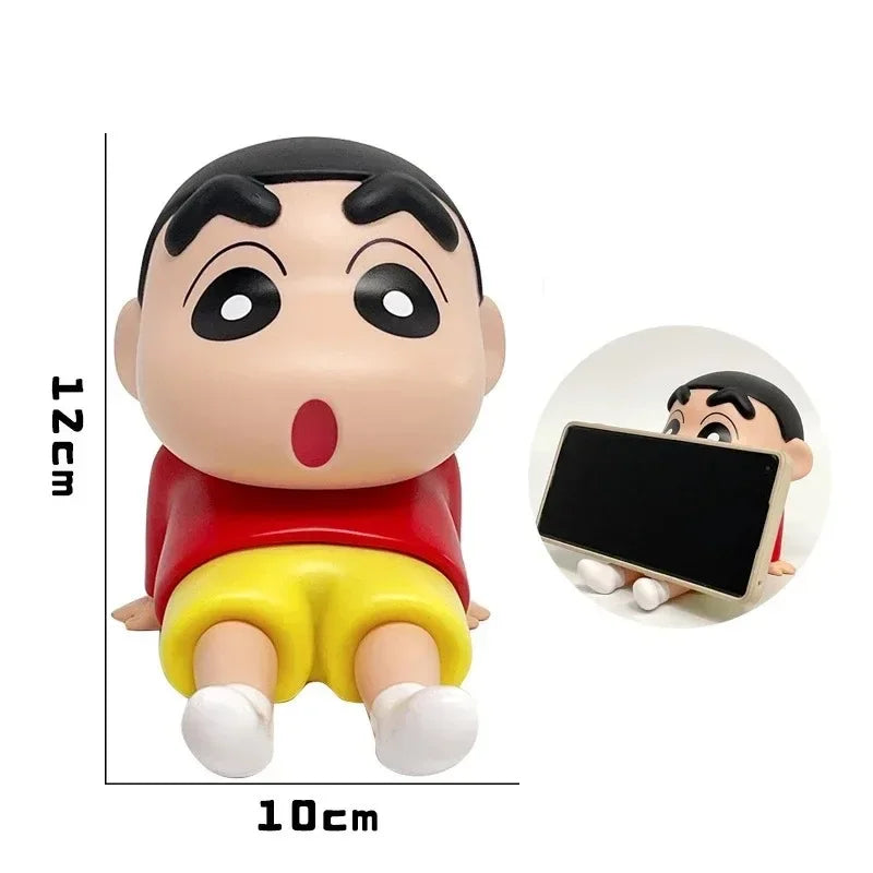 Crayon Shin-Chan Figures Phone Holder Kawaii Anime Desktop Ornaments Cartoon Watching TV Phone Support Cute Doll Decorations GLOBGRIP®
