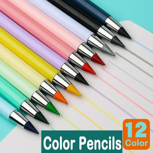 ✨ 12 Pcs Infinity Pencils – Multicolor GLOBGRIP®