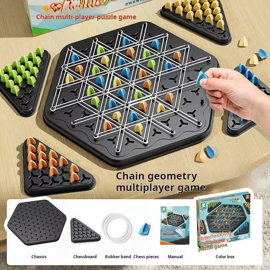 Chain Triangle Chess Game Triggle Rubber Band Game Educational Interactive Game Battle Set For Family Party Gift GLOBGRIP®
