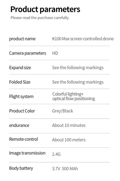 Xiaomi K100 MAX Mini Drone Professional 4K HD Dual Camera Fpv Screen Optical Flow Drone Toys Quadcopter Brushless Dron Toy Gift GLOBGRIP®