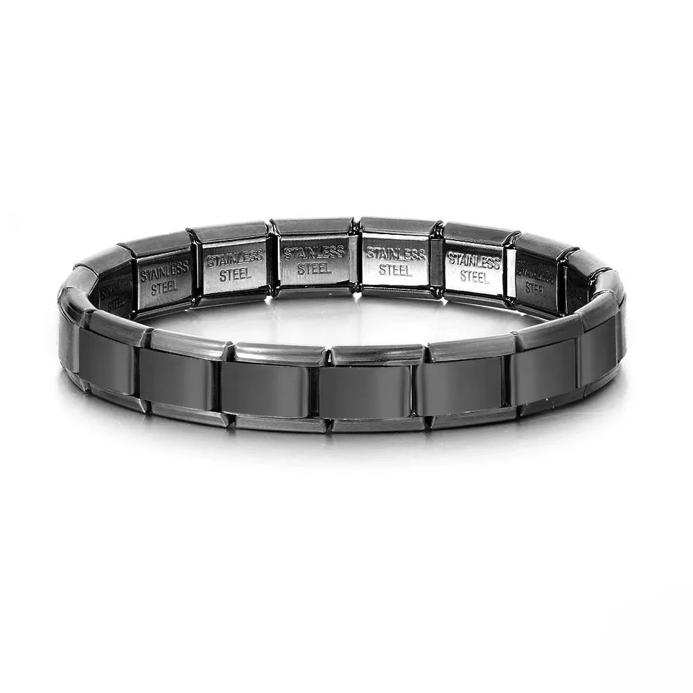 Yupsk Trendy Square Italy Stainless Steel Bracelets For Women Men HipHop Metal  Modules Stretchable Gift Birthday Party Jewelry GLOBGRIP®