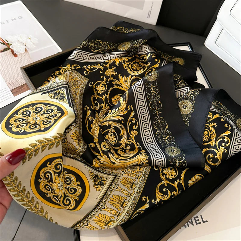 2024 New Fashion 70X70cmPrinted Women's Scarf Pashmina Silk Scarf Square Shawl Decorative Headband Neck Luxury Design Bandana GLOBGRIP®