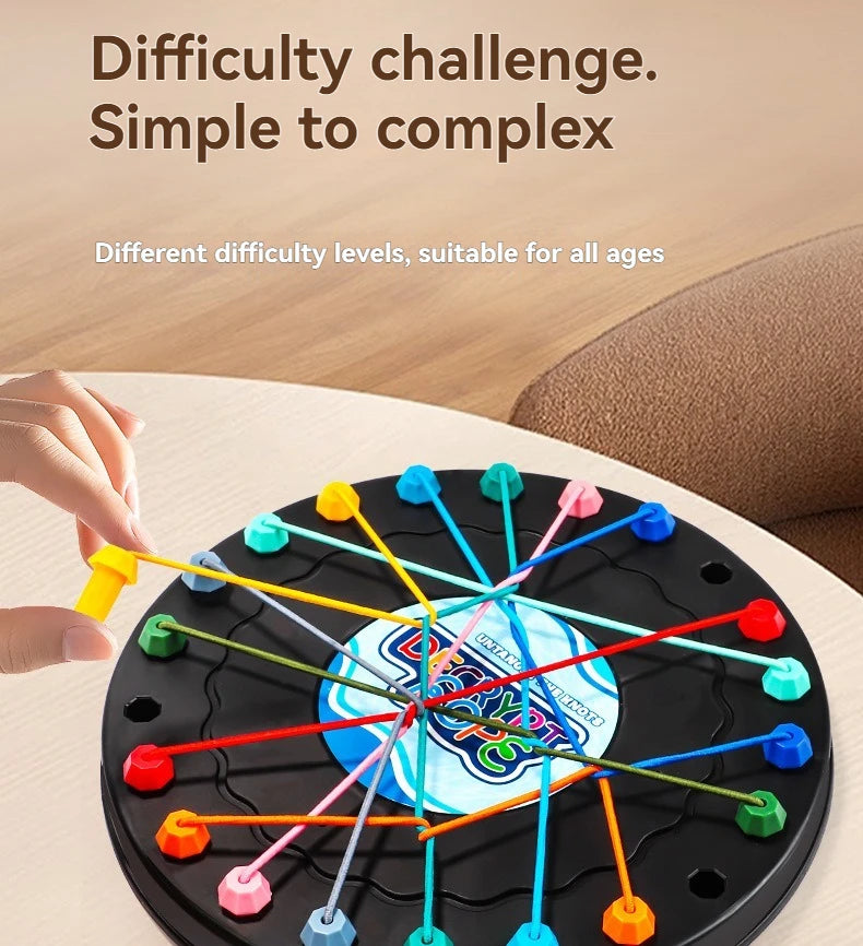 New Kid Rope Knots Puzzle  Board Game Color Line Twisted Connected Ropes Logic Thinking Table Game Parent Child Interactive Toy GLOBGRIP®