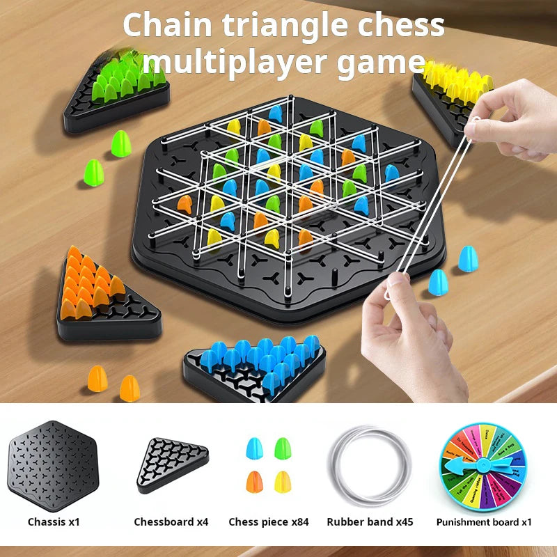 Chain Triangle Chess Game Triggle Rubber Band Game Educational Interactive Game Battle Set For Family Party Gift GLOBGRIP®