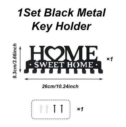 1pc Black Metal Keys Holder Wall Mount Key Holder Sweet Home Design Style Key Rack for Key Hanger With 10 Hooks GLOBGRIP®
