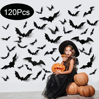 Halloween Bats Decorations,3D Pvc Bat on The Wall,Black Bats Wall Stickers,Halloween Scary Props GLOBGRIP®