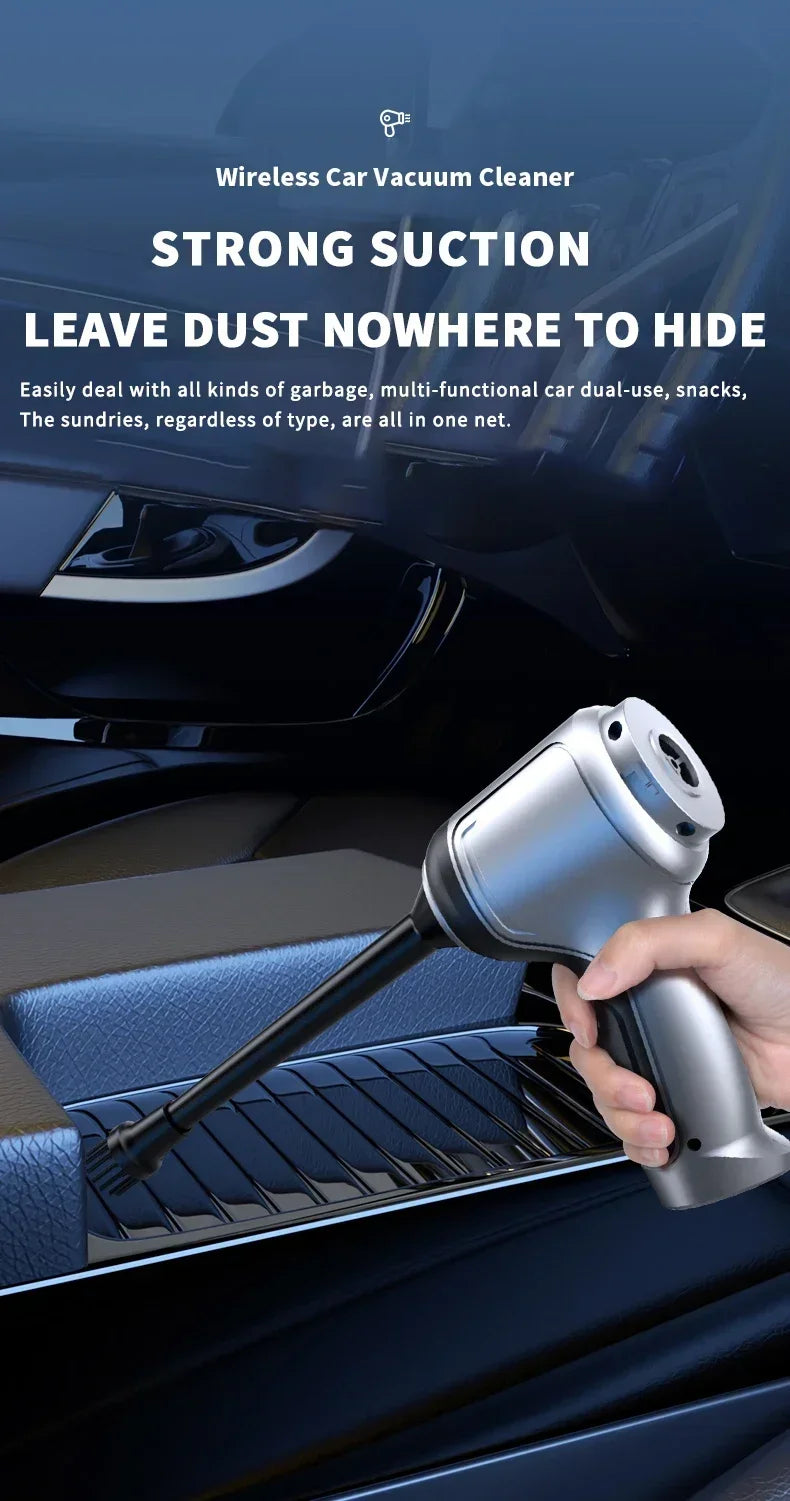 Wireless Car Vacuum Cleaner Strong Cordless Cleaner Suction Handheld Auto Vacuum Home&Car Dual Use MiniVacuum Cleaner Appliance GLOBGRIP®