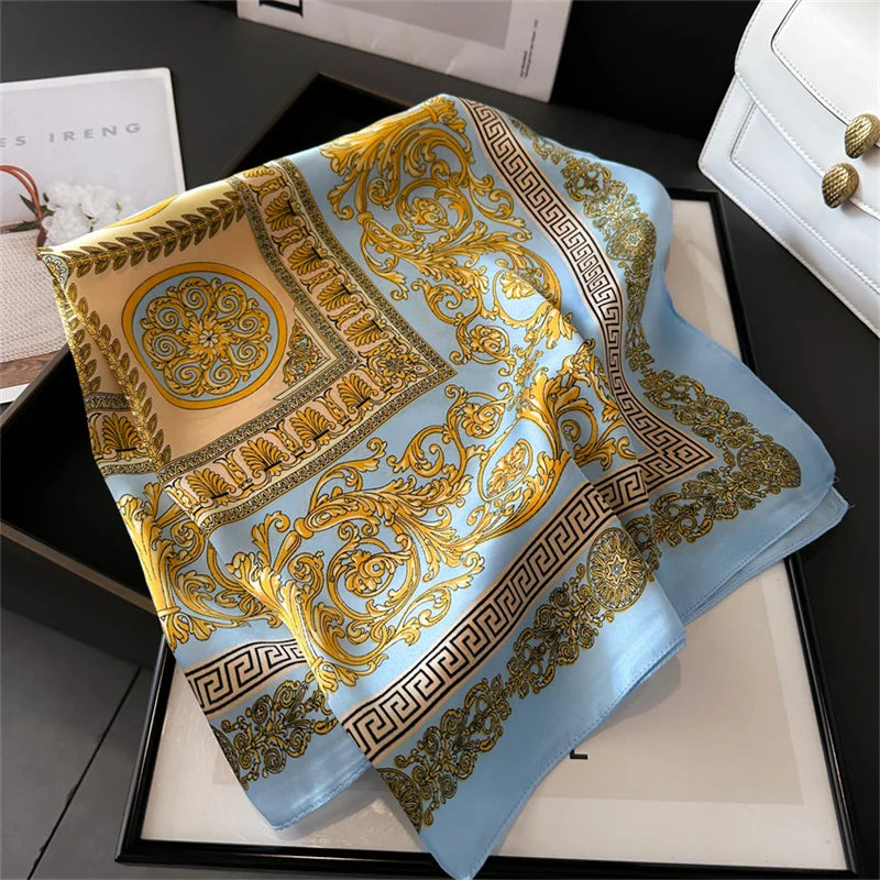 2024 New Fashion 70X70cmPrinted Women's Scarf Pashmina Silk Scarf Square Shawl Decorative Headband Neck Luxury Design Bandana GLOBGRIP®