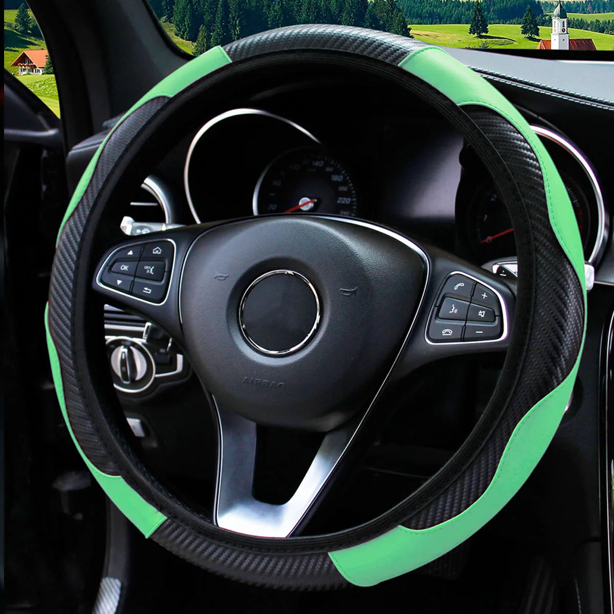 Carbon Fiber Leather Car Steering Wheel Cover GLOBGRIP®