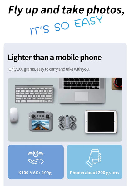 Xiaomi K100 MAX Mini Drone Professional 4K HD Dual Camera Fpv Screen Optical Flow Drone Toys Quadcopter Brushless Dron Toy Gift GLOBGRIP®