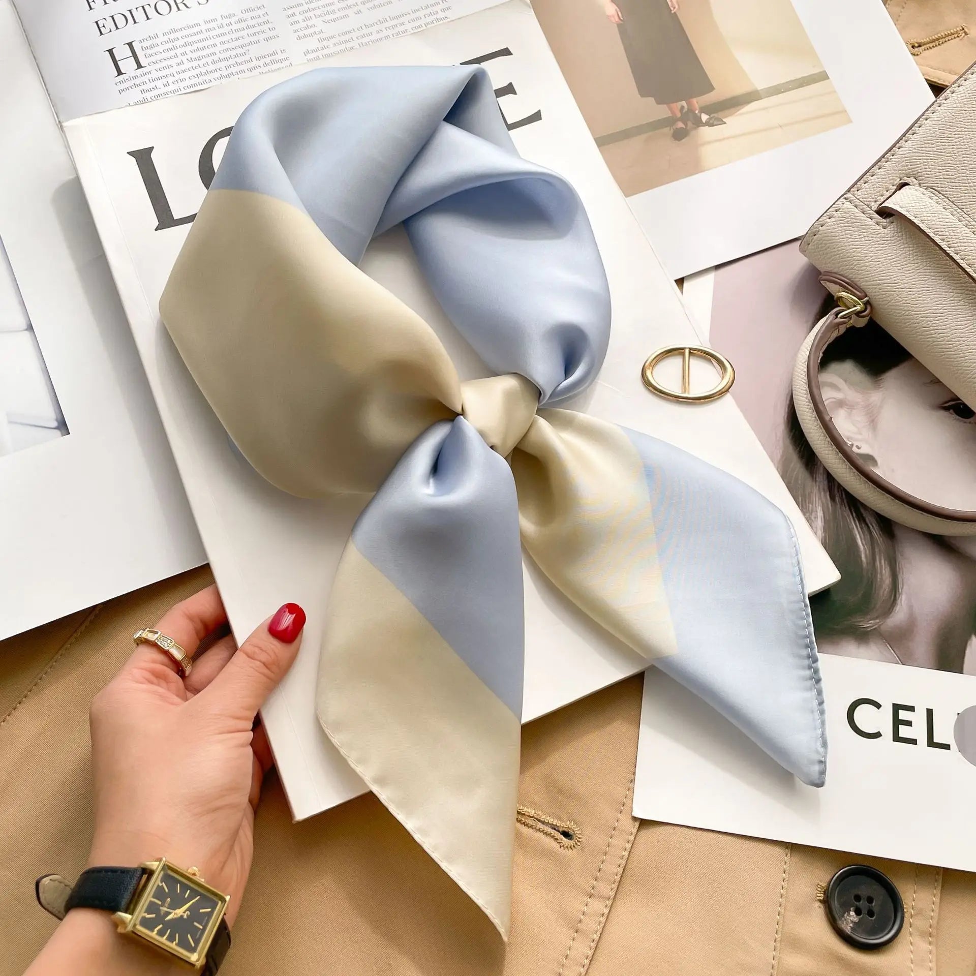 2024 New Fashion 70X70cmPrinted Women's Scarf Pashmina Silk Scarf Square Shawl Decorative Headband Neck Luxury Design Bandana GLOBGRIP®