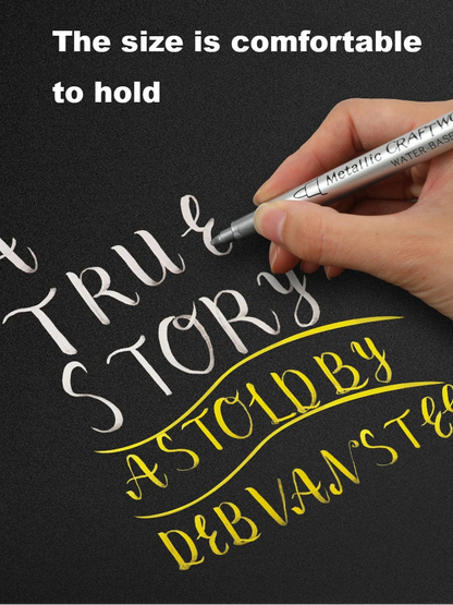 2/1Pc Brush Metallic Marker Pens Gold Silver Color Permanent Art Marker For Manga Crafts Scrapbooking School Stationery Supplies GLOBGRIP®