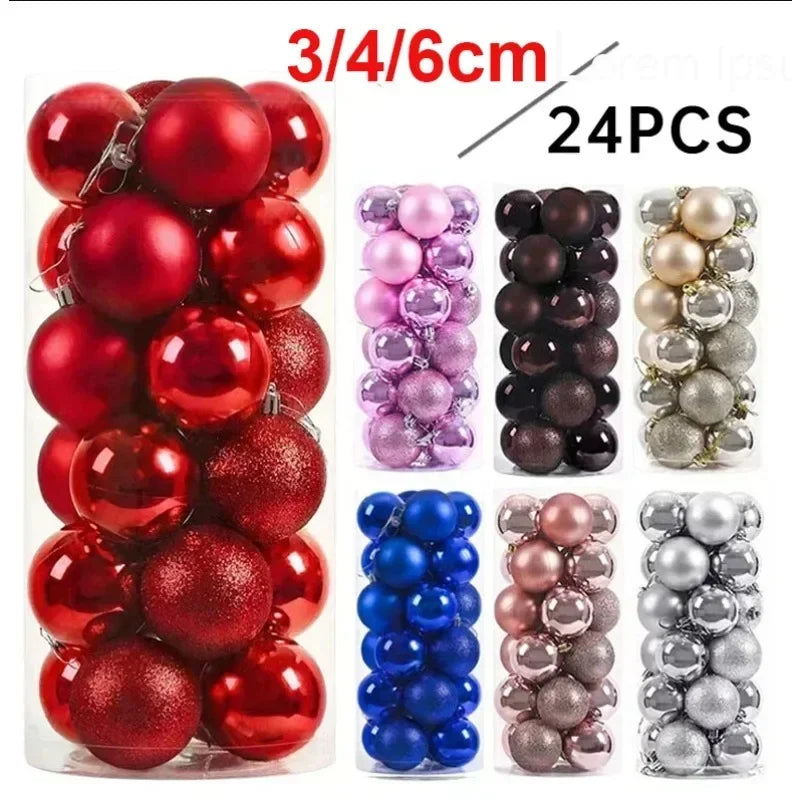24Pcs 3/4/6CM Christmas Balls Big Ball Christmas Tree Pendant Ornaments for Party Decor 2025 New Year Navidad Gifts Accessory GLOBGRIP®