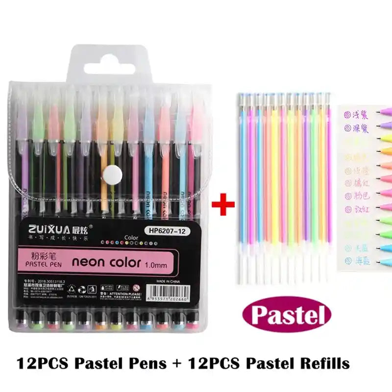 🎨 12/24Pcs Metallic Glitter Gel Pens | Industrial Anti-Slip Solution GLOBGRIP®
