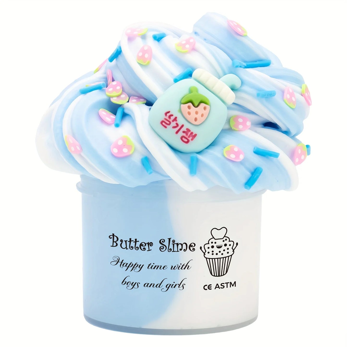 2.37oz Fluffy Two-Tone Butter Slime Super Soft Clay Stretchy Non-sticky Party Favors Slime Charms Toys Education Birthday Gifts GLOBGRIP®