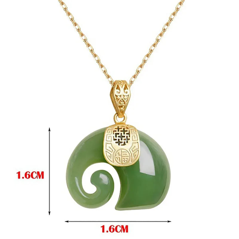 Boutique Natural Stone Hetian Jade Elephant Pendant 18K Gold Plated Chain Necklace Choker Jewelry for Women Birthday Anniversary GLOBGRIP®