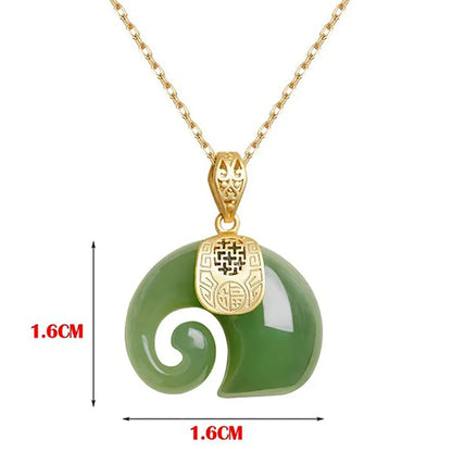 Boutique Natural Stone Hetian Jade Elephant Pendant 18K Gold Plated Chain Necklace Choker Jewelry for Women Birthday Anniversary GLOBGRIP®