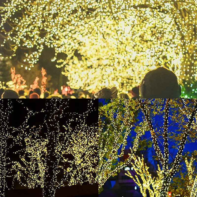 Green Cable LED Christmas String Fairy Lights Garland Outdoor Waterproof For Birthday Party Halloween Garden Room Decoration GLOBGRIP®