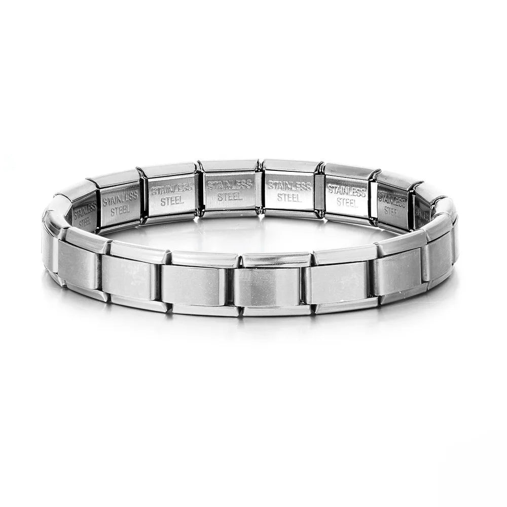 Yupsk Trendy Square Italy Stainless Steel Bracelets For Women Men HipHop Metal  Modules Stretchable Gift Birthday Party Jewelry GLOBGRIP®