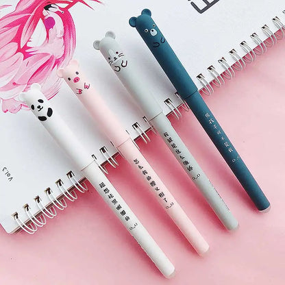 🐷🐻🐱🐭 4 Pcs/Set Kawaii Pig Bear Cat Mouse Erasable Gel Pens GLOBGRIP®