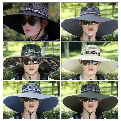 Summer Large Sun Hat Men Women Breathable Fishing Caps Sun UV Protection Mesh Fisherman Hat Hiking Outdoor Beach Cap GLOBGRIP®
