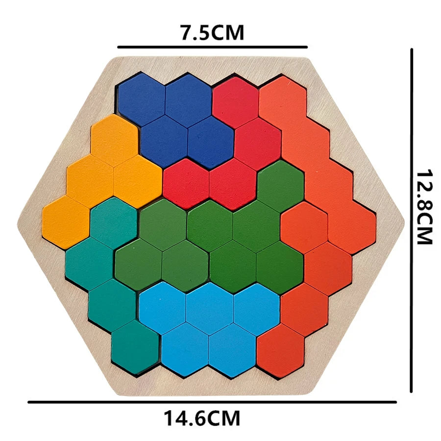 🧠 Wooden Tangram Jigsaw DIY Puzzle GLOBGRIP®