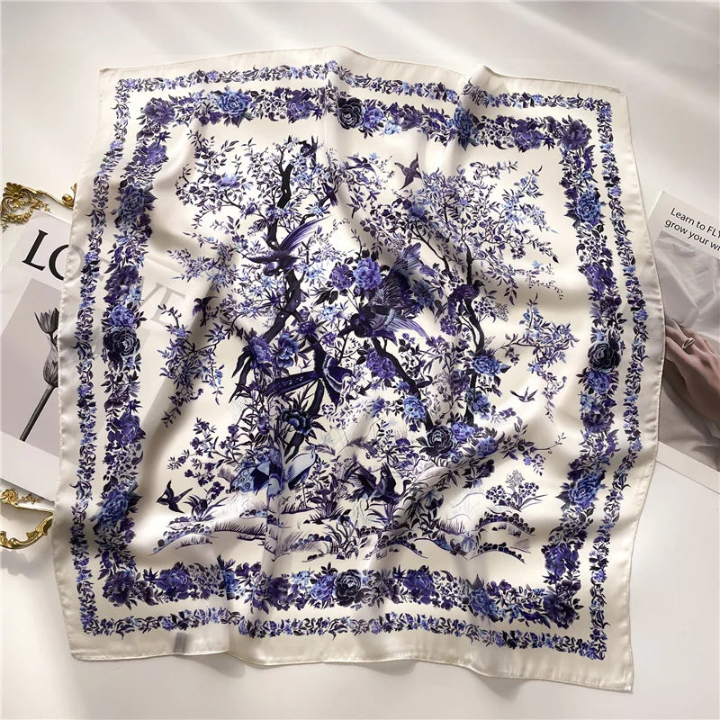 2024 New Fashion 70X70cmPrinted Women's Scarf Pashmina Silk Scarf Square Shawl Decorative Headband Neck Luxury Design Bandana GLOBGRIP®