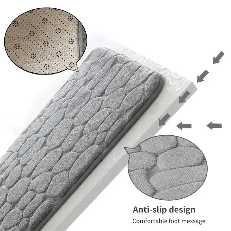 GLOBGRIP anti slip pebble floor mat in gray with textured pebble surface and anti-slip backing