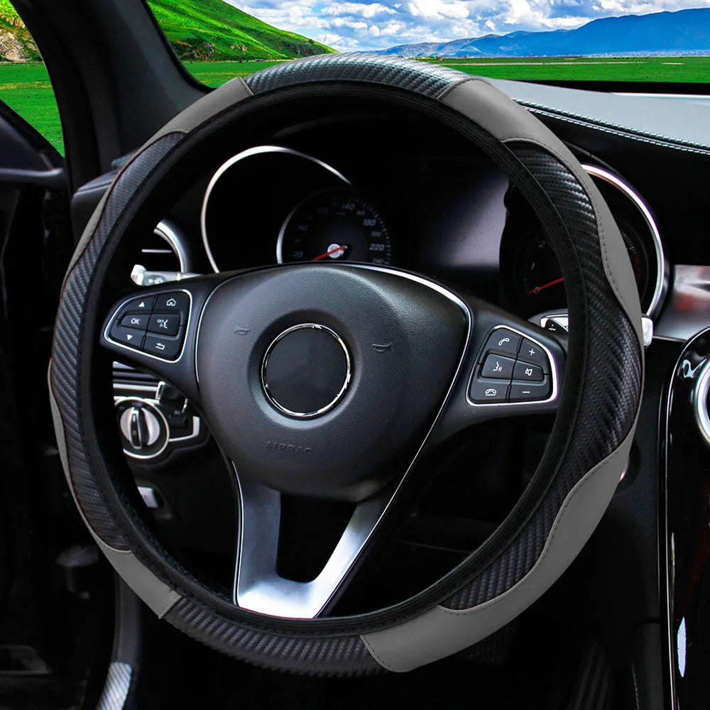 Carbon Fiber Leather Car Steering Wheel Cover GLOBGRIP®