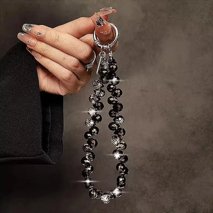 Luxury Sparkling Diamond Crystal Bead Wrist Strap Portable Chain Short Hanging Phone Charm Clip For Universal Use On Phone Cases GLOBGRIP®