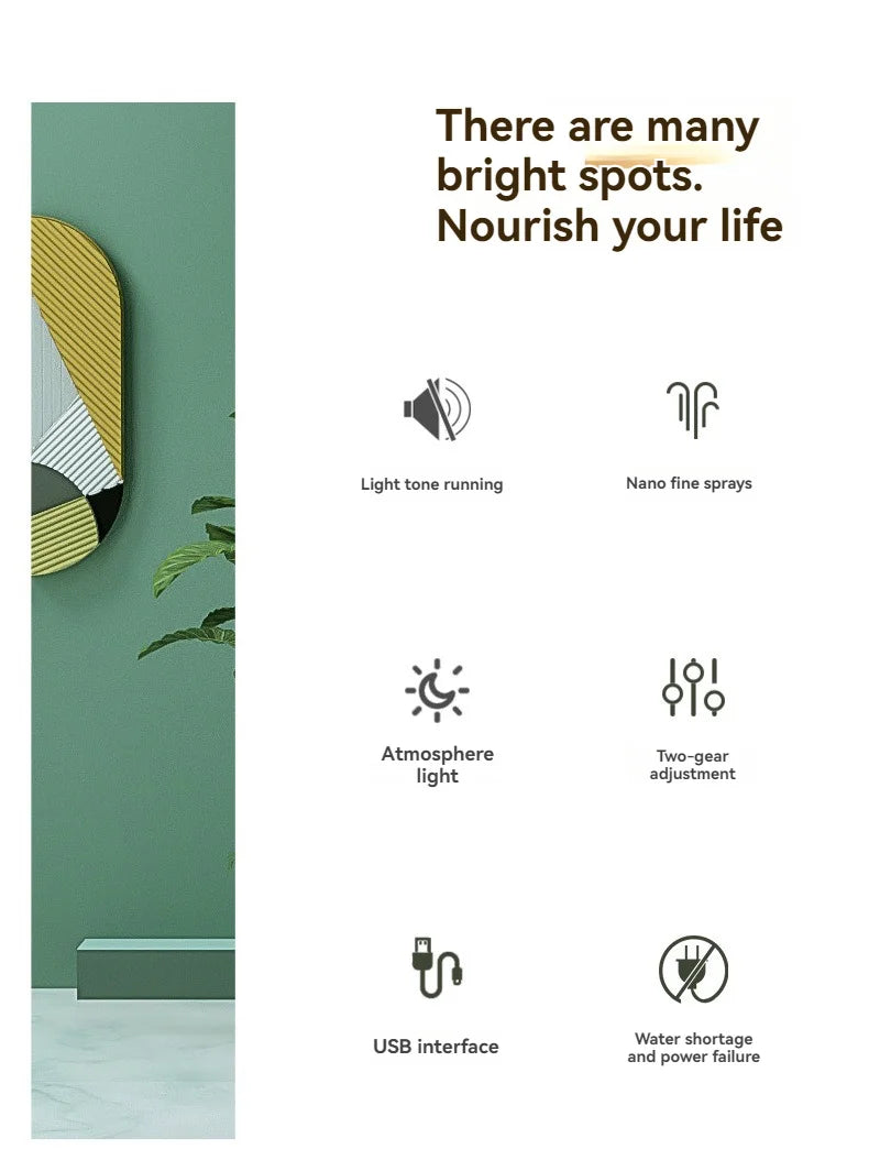 260ML Poratable Automatic Humidifier DiffuserWithout Oil Mute Quite Humidier Car USB For Home HouseWith Light Mini Humidifier GLOBGRIP®