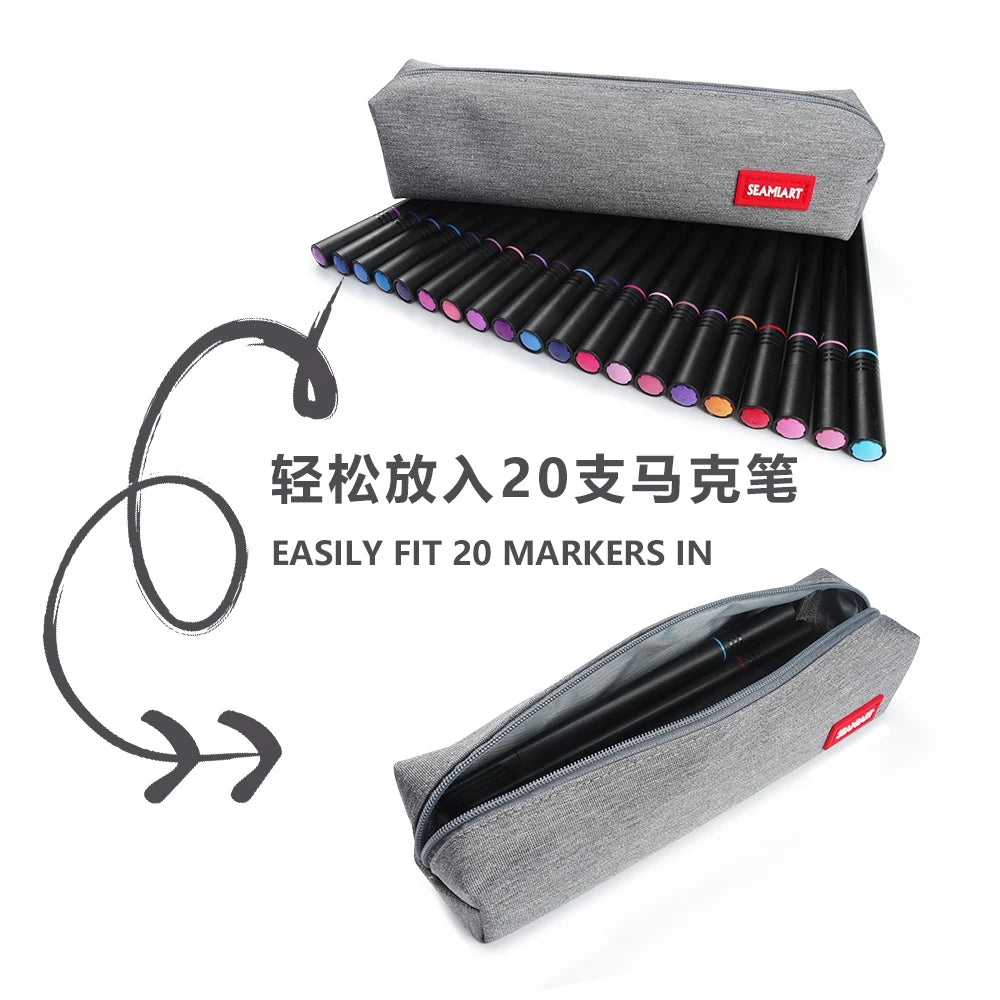 SeamiArt 1pc Small Solid Color Simple Zipper Kawai Pencil Case Mini Pen Bags Papeleria Stationery for School Office Suppliers GLOBGRIP®