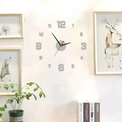 3D Creative Frameless DIY Wall Hanging Clock Wall Stickers Home Mute Digital Clock Living Room Office Wall Decoration GLOBGRIP®