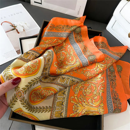 2024 New Fashion 70X70cmPrinted Women's Scarf Pashmina Silk Scarf Square Shawl Decorative Headband Neck Luxury Design Bandana GLOBGRIP®