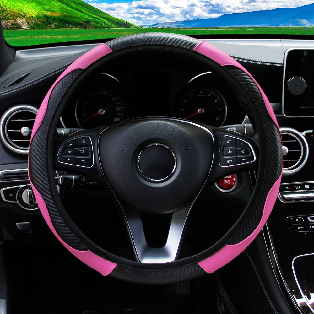 Carbon Fiber Leather Car Steering Wheel Cover GLOBGRIP®