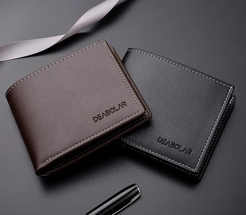 Pu Leather Men Short Wallet Thin Style Folding Young Men Credit Card Holder Wallet GLOBGRIP®